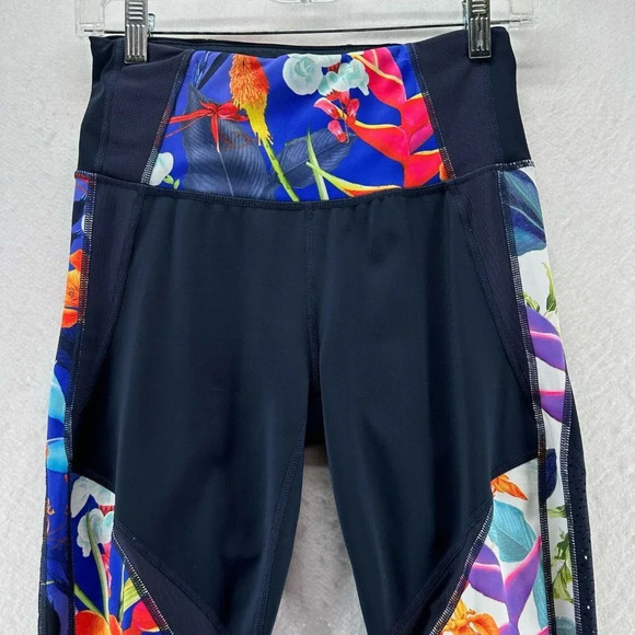 Athleta Leggings Womens Sz S Tropical Precision 7/8 Tight Athletic Workout Blue - Picture 3 of 11